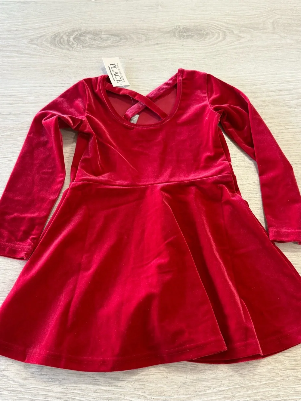 The Children's Place Bright Red Velvet Long-Sleeve Skater Dress